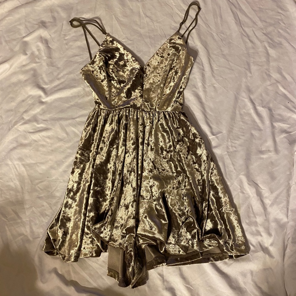 Silence + Noise Velvet Carnation Surplice Romper